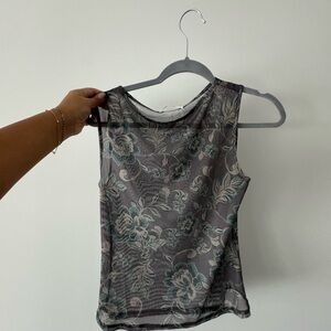 Peppermayo Floral Tank Top - Gray and Blue